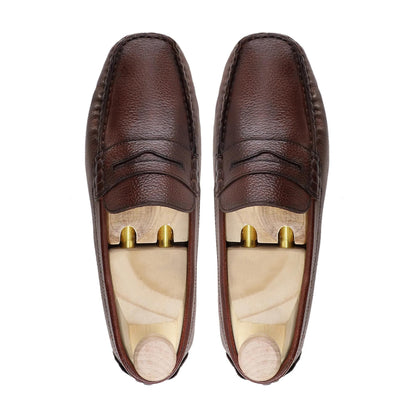 noirtide Handmade, Custom Men's Oxblood Patina Pebble Grain Leather Loafer Shoe