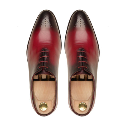 noirtide Men Shoes Handmade, Custom Men's Red Patina Calf Leather Wholecut Shoe