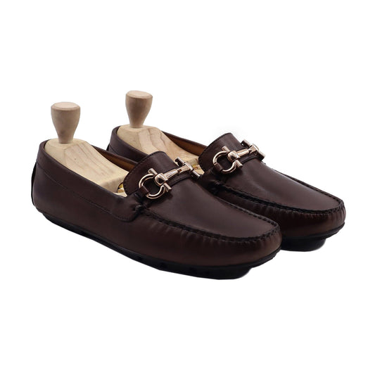 noirtide Handmade, Custom Men's Reddish Brown Calf Leather Loafer Shoe