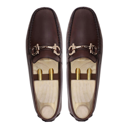 noirtide Men Loafers Handmade, Custom Men's Reddish Brown Calf Leather Loafer Shoe