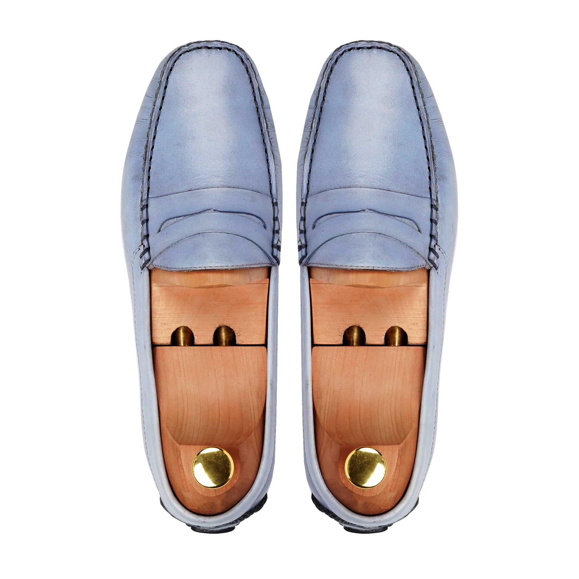 noirtide Handmade, Custom Men's Sky Blue Calf Leather Loafer Shoe