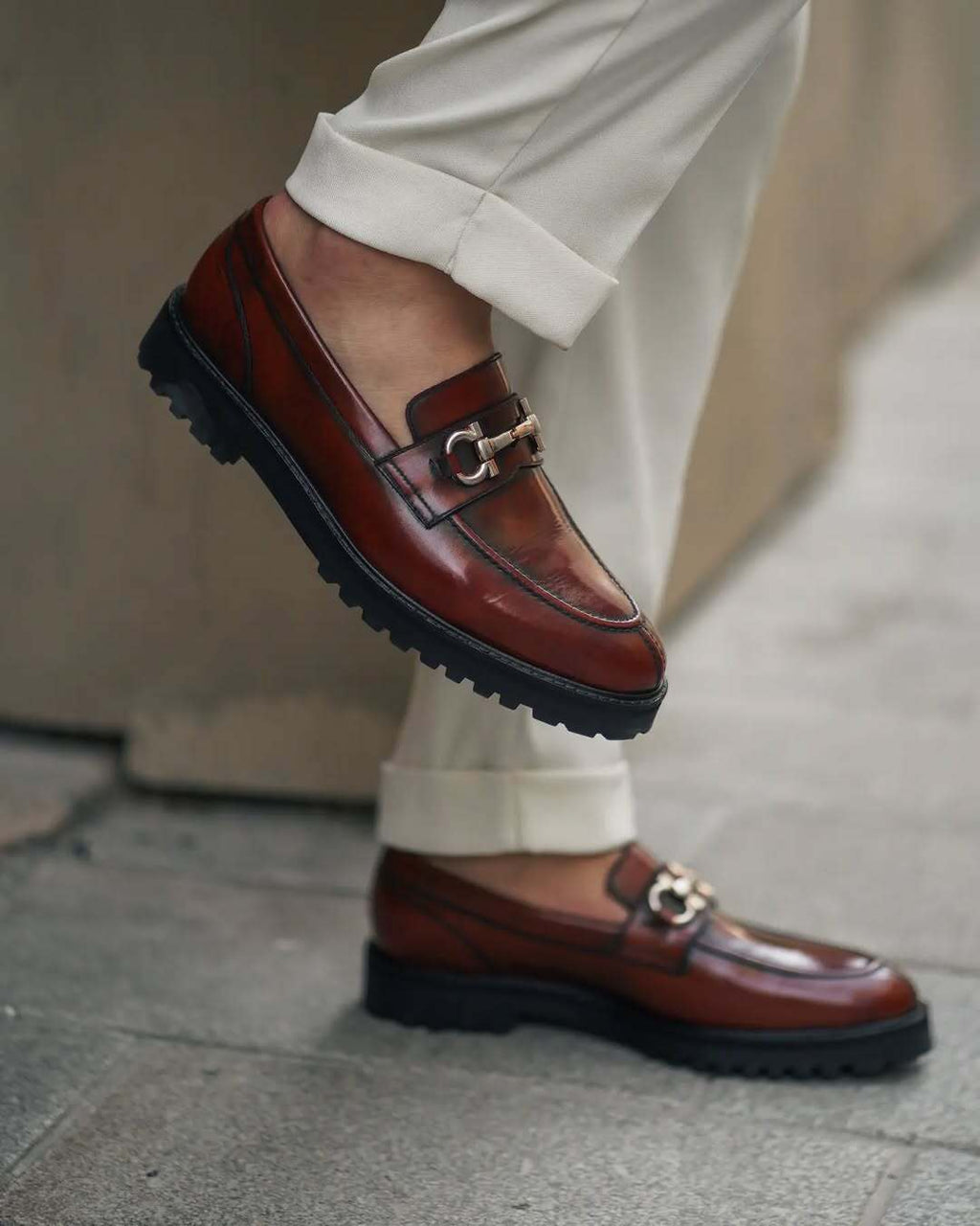 noirtide Handmade Custom Oxblood Calf Leather Mens Loafers