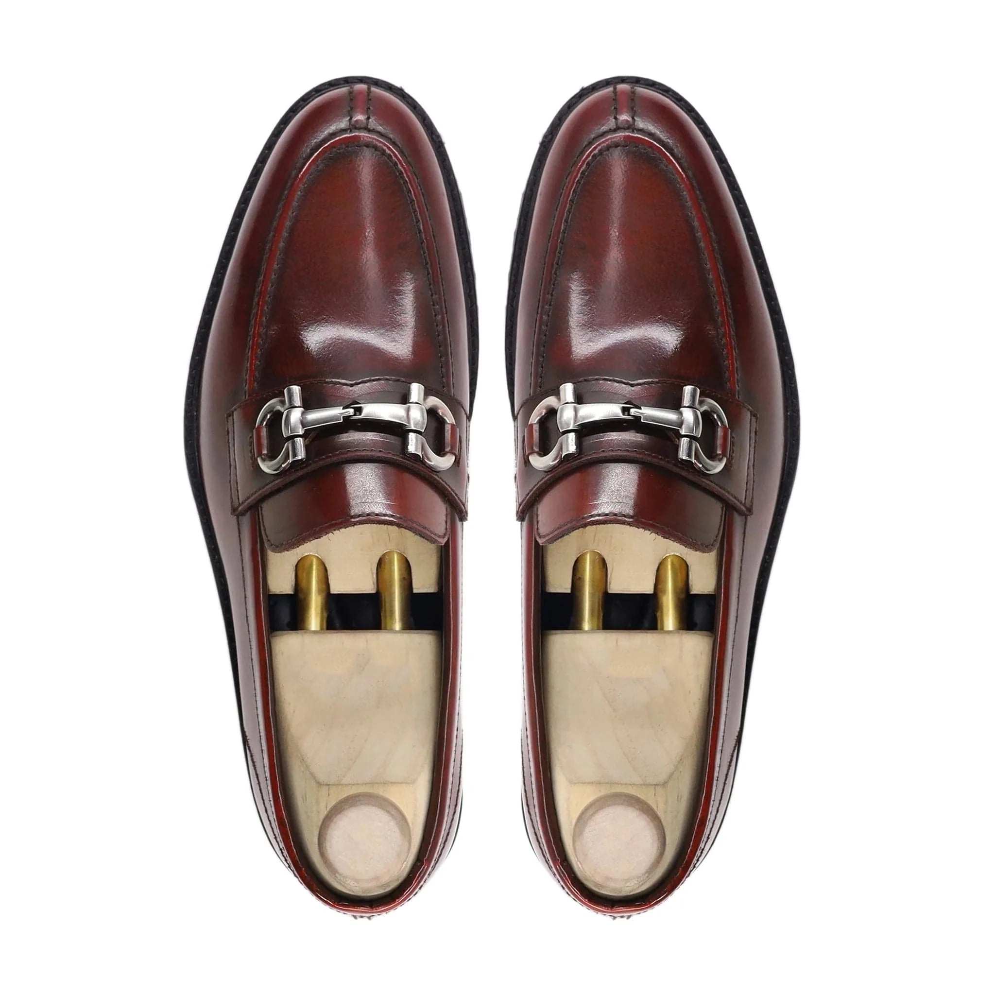 noirtide Handmade Custom Oxblood Calf Leather Mens Loafers