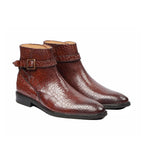 noirtide Handmade, Custom Snake Pattern Leather Men Brown Jodhpur Boots, Horse Riding Boots