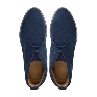 noirtide Handmade Custom Suede Leather Blue Dress Chukka Boots For Men