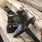 noirtide Handmade Customisable Black Leather Joshpur Boots For Men