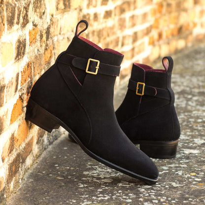 noirtide Handmade Customisable Black Suede Leather Joshpur Boots For Men