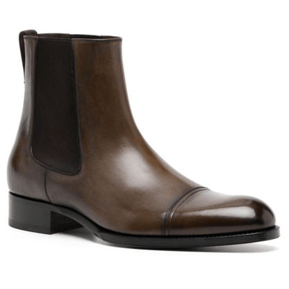 noirtide Handmade Customisable Brown Leather Chelsea Boots For Men