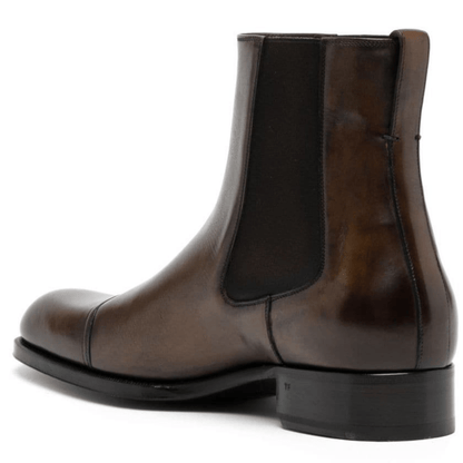 noirtide Handmade Customisable Brown Leather Chelsea Boots For Men