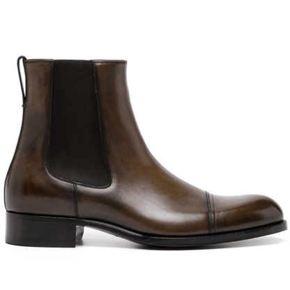 noirtide Handmade Customisable Brown Leather Chelsea Boots For Men