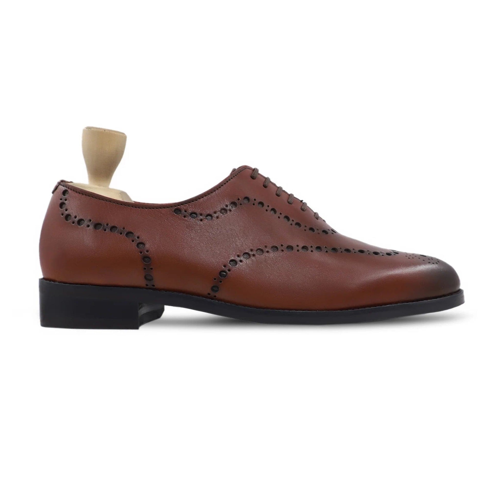 noirtide Handmade Customisable Men's Brown Patina Calf Leather Wholecut Shoe