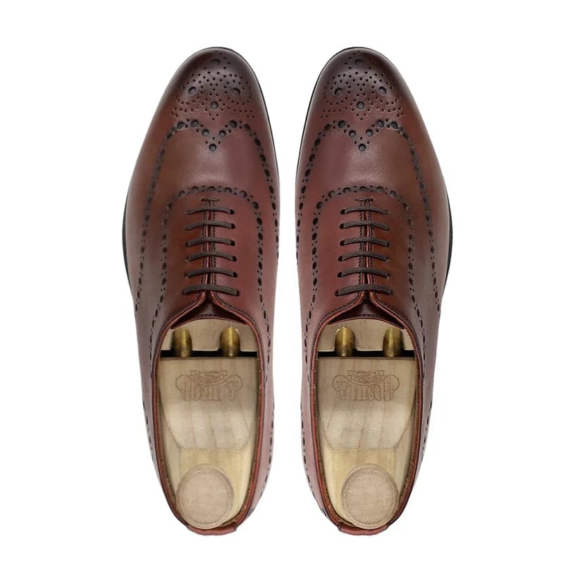 noirtide Handmade Customisable Men's Brown Patina Calf Leather Wholecut Shoe
