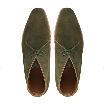 noirtide Handmade Customisable Olive Green Suede Leather Men Chukka Boots