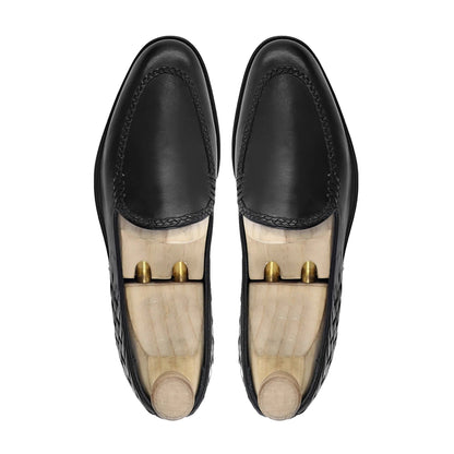 noirtide Handmade Customizable Black Calf Leather Men Loafer