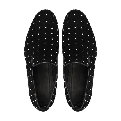noirtide Handmade Customizable Black Suede Leather Men Studs Loafer