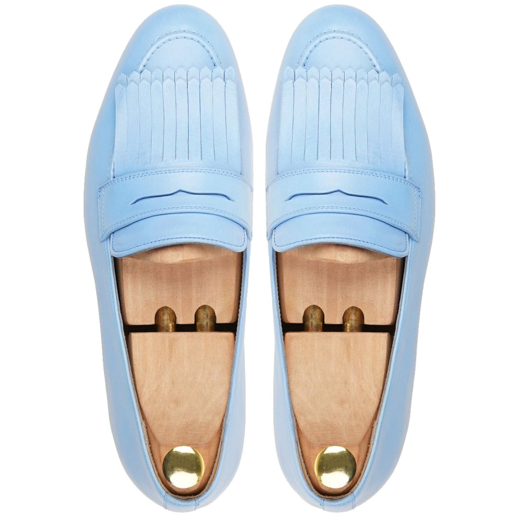 noirtide Handmade Customizable Men's Sky Blue Calf Leather Loafer