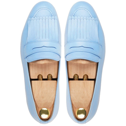 noirtide Handmade Customizable Men's Sky Blue Calf Leather Loafer