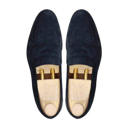 noirtide Handmade Customizable Men Suede Leather Blue Loafer