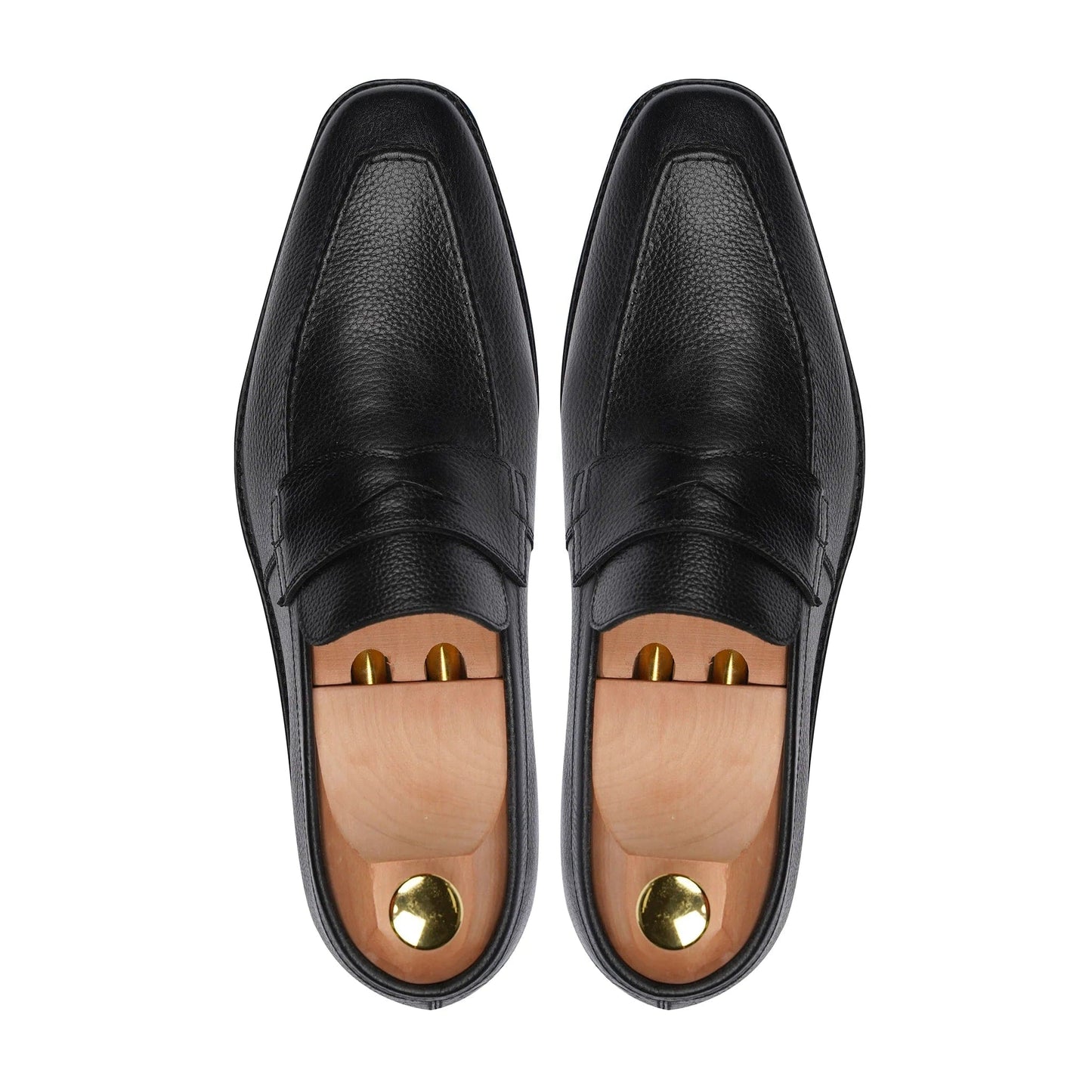 noirtide Handmade Customizable Pebble Grain Leather Men Black Loafer