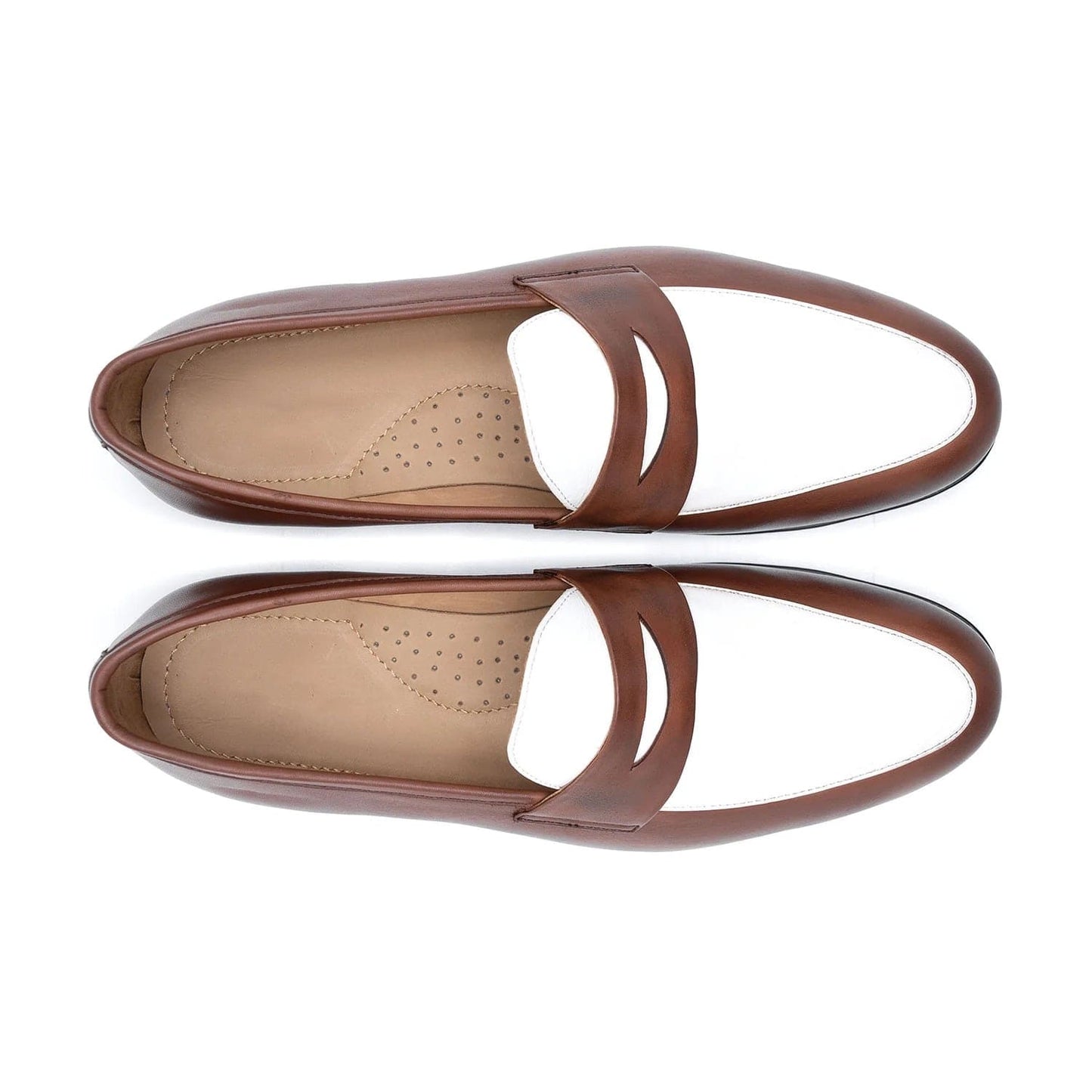 noirtide Handmade, Customizable White & Brown Men Leather Loafer