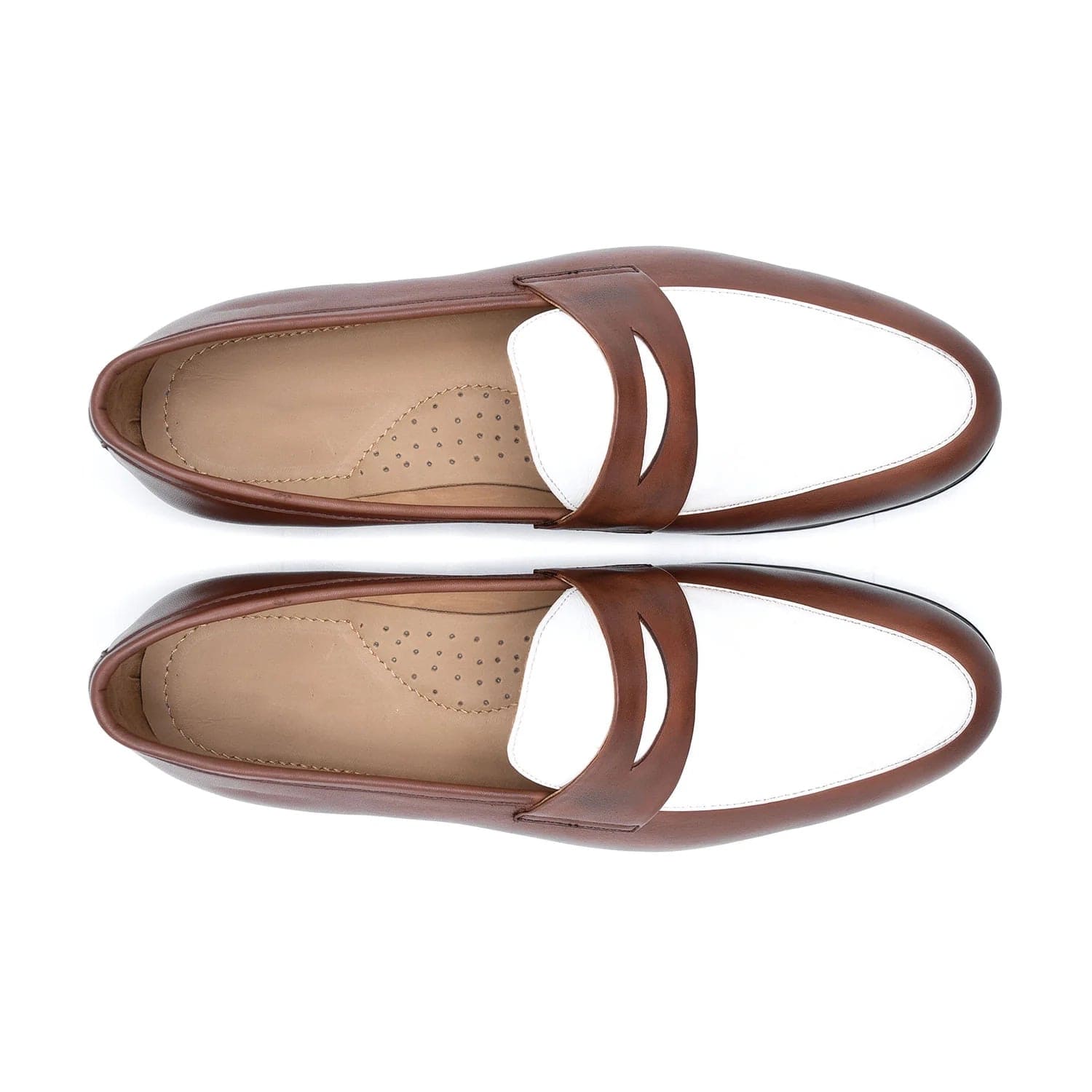noirtide Handmade, Customizable White & Brown Men Leather Loafer