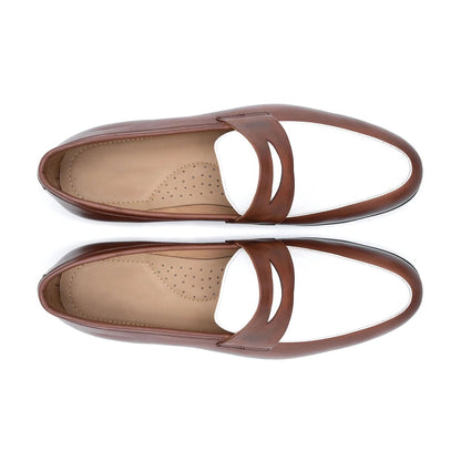 noirtide Handmade, Customizable White & Brown Men Leather Loafer