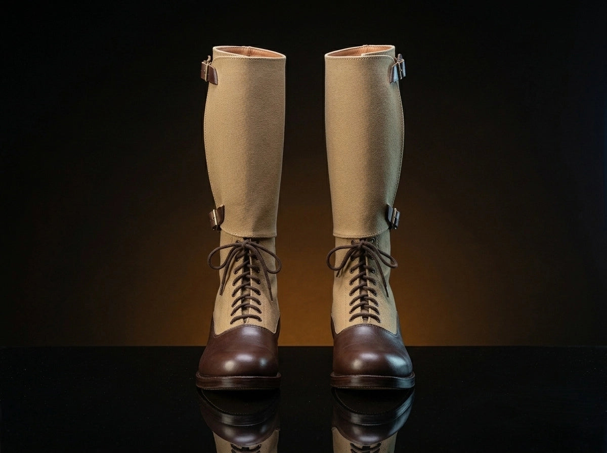Front view of NOIRTIDE authentic Luftwaffe tropical boots