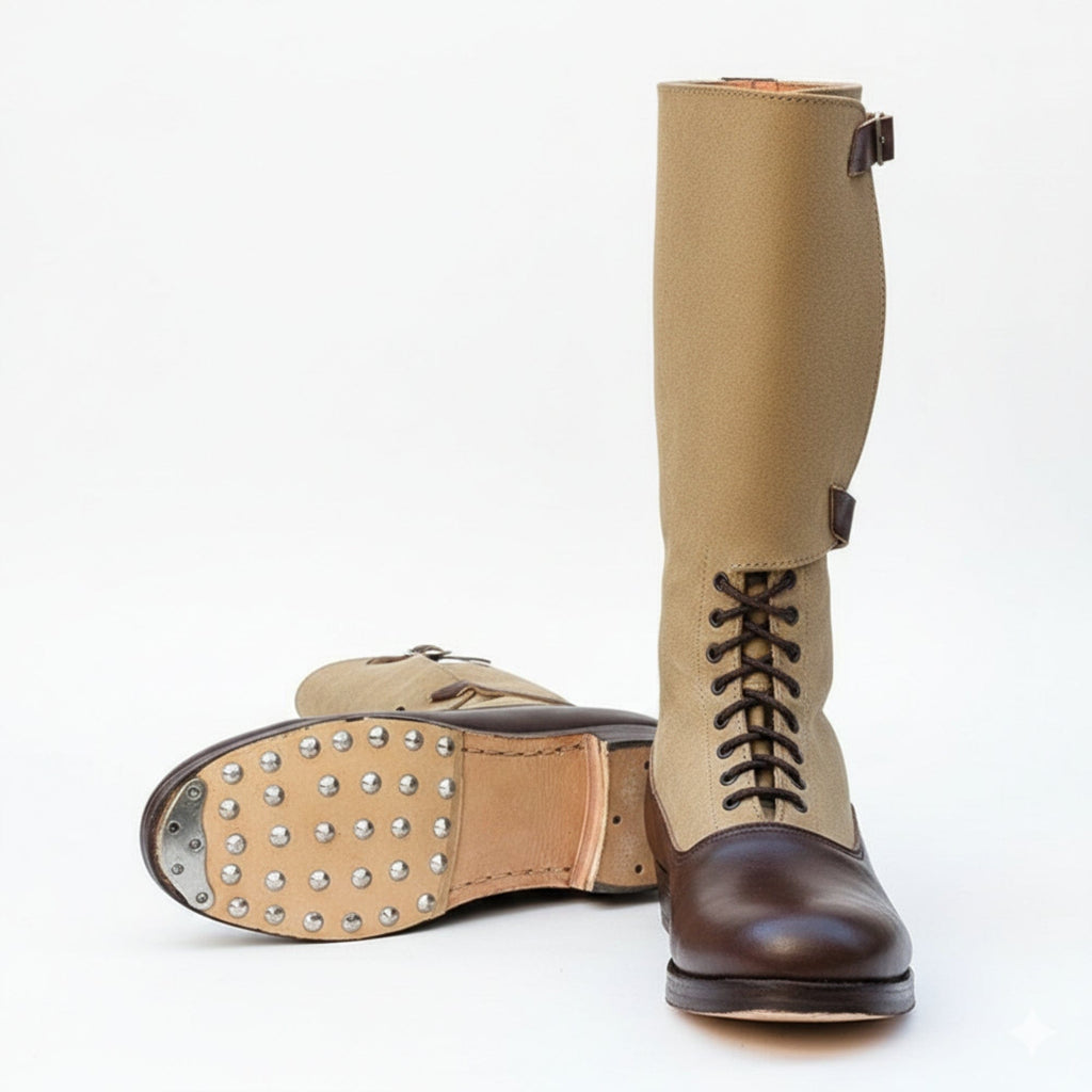 Hobnail sole on NOIRTIDE handmade Luftwaffe tropical leather boots