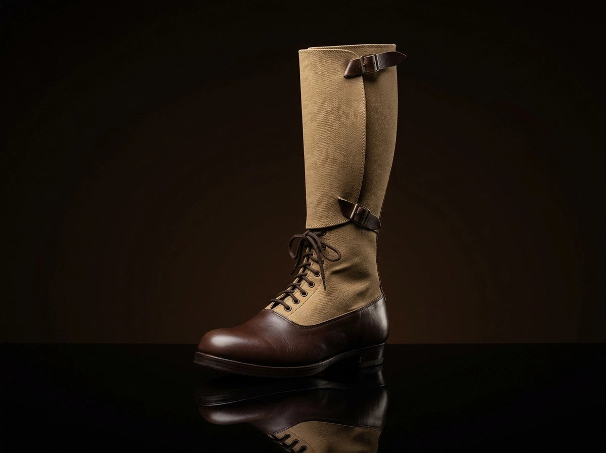 Luftwaffe tropical boots in leather with hobnail sole and buckle — NOIRTIDE