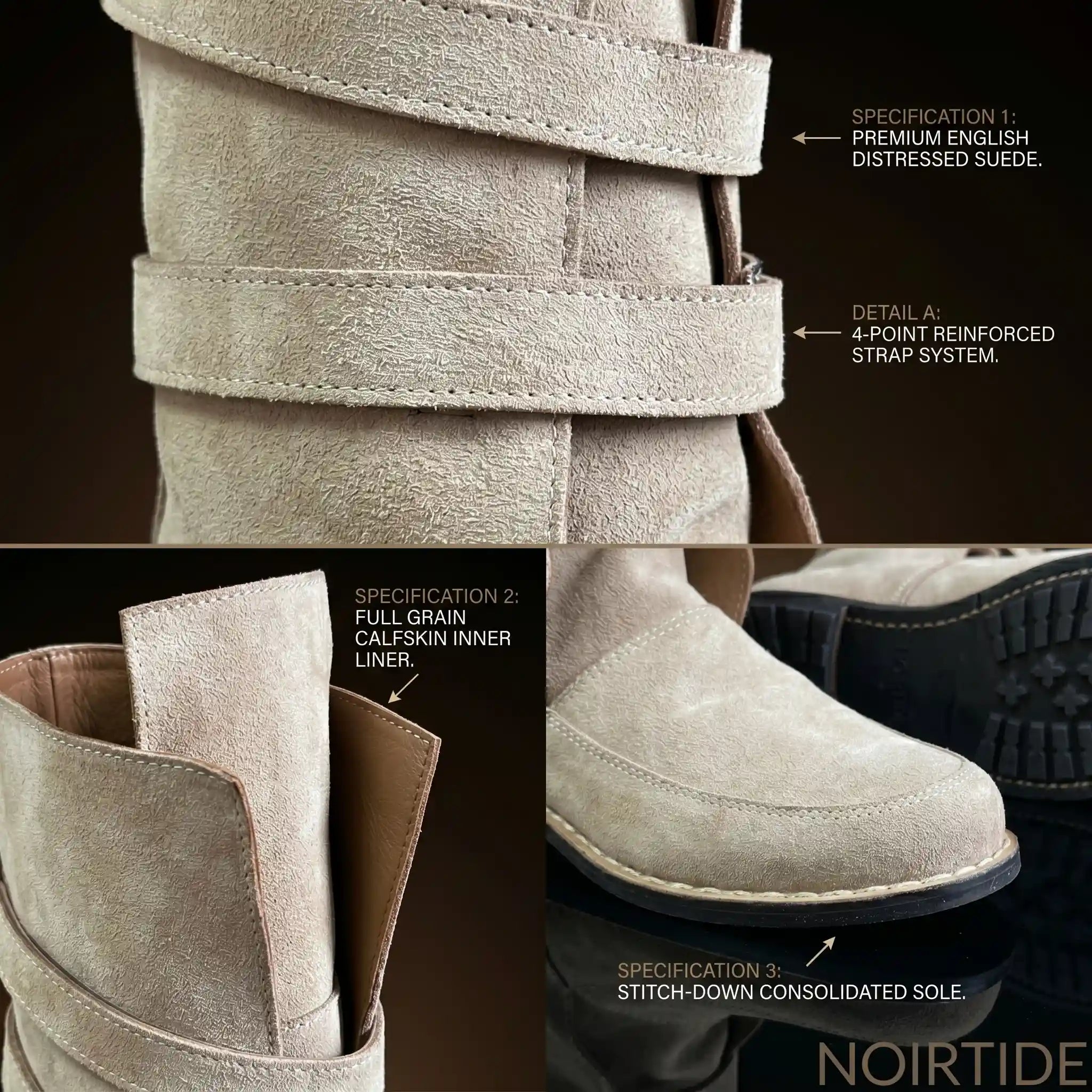 Sole detail on custom Luke Skywalker leather boots — made to order