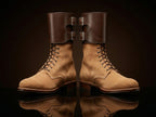 Front view of NOIRTIDE handmade M43 leather combat boots