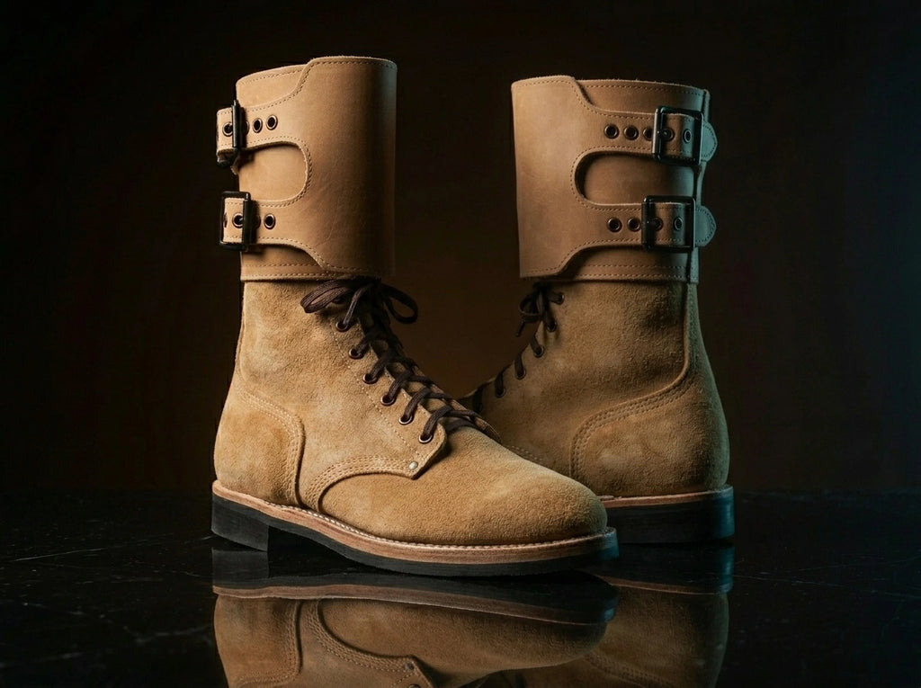 Leather texture on NOIRTIDE M43 WWII combat boots — made to order
