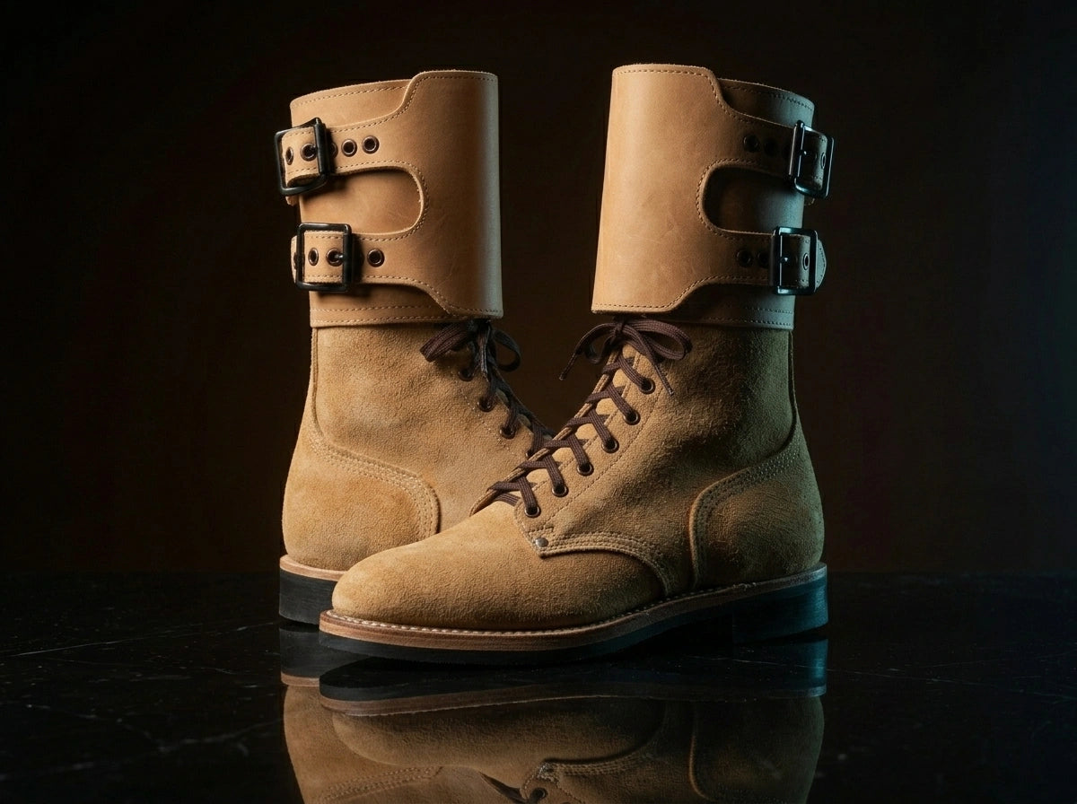 Lacing detail on NOIRTIDE customisable M43 WWII combat boots