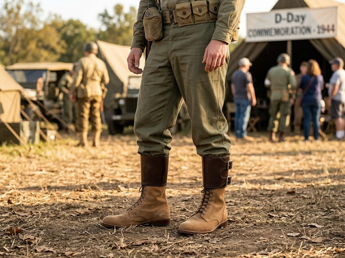 M43 combat boots worn at WWII historical reenactment event