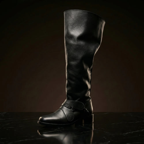 18th-century Marlborough bucket top knee-high boots — handmade by NOIRTIDE