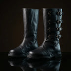 Shaft detail on handmade medieval Duncan boots by NOIRTIDE
