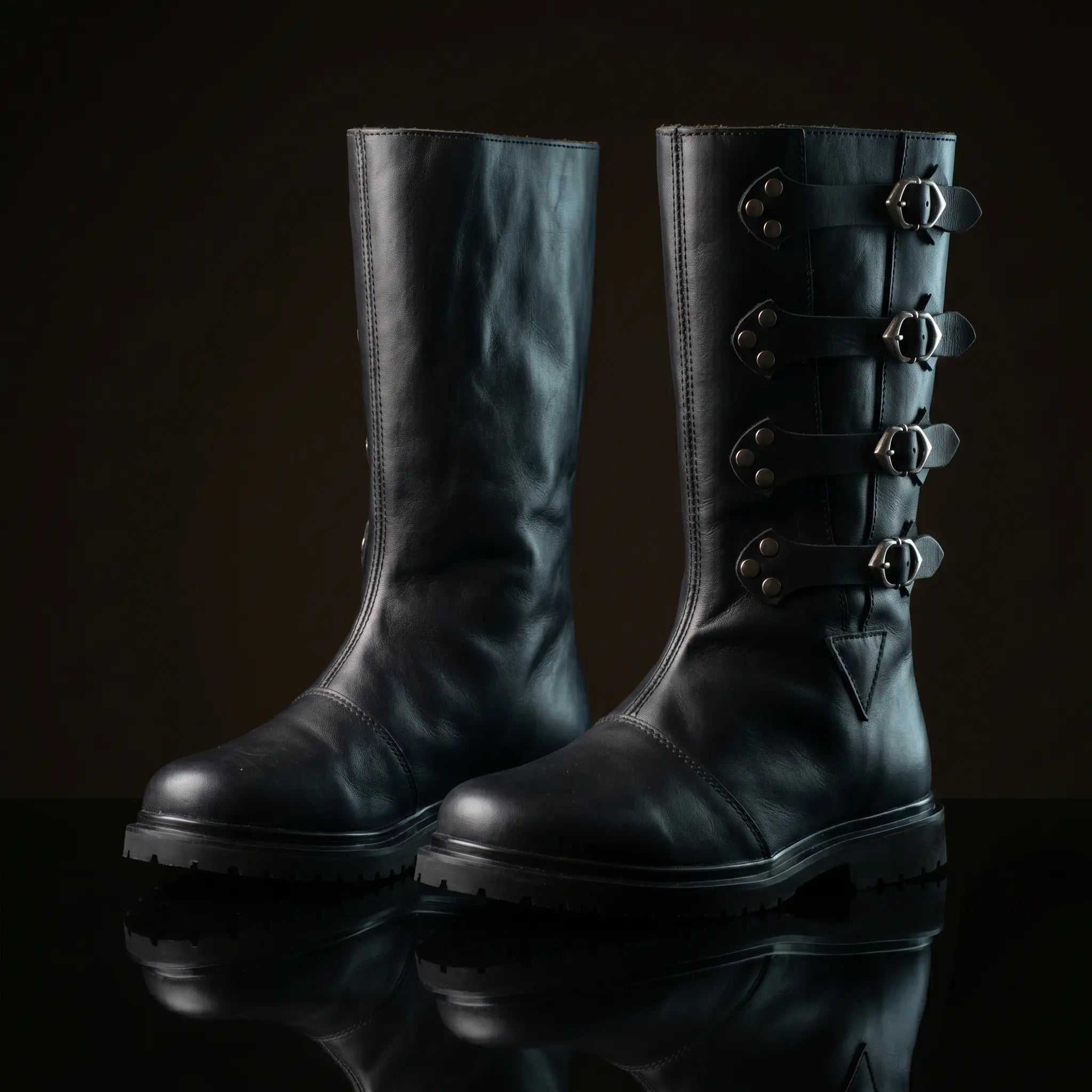 Shaft detail on handmade medieval Duncan boots by NOIRTIDE