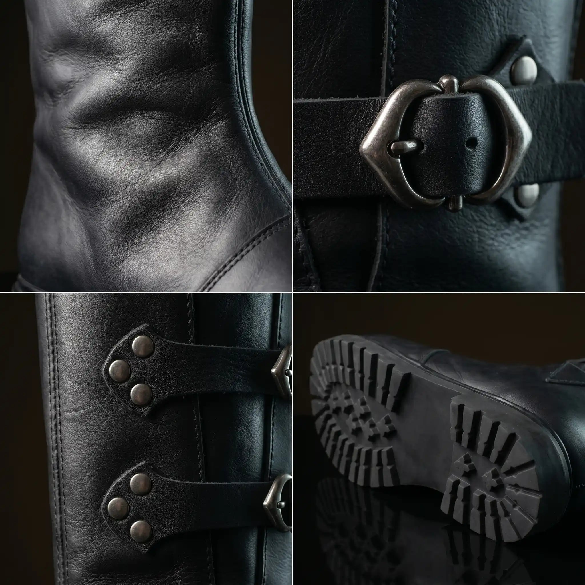 Leather texture on NOIRTIDE custom medieval Duncan boots