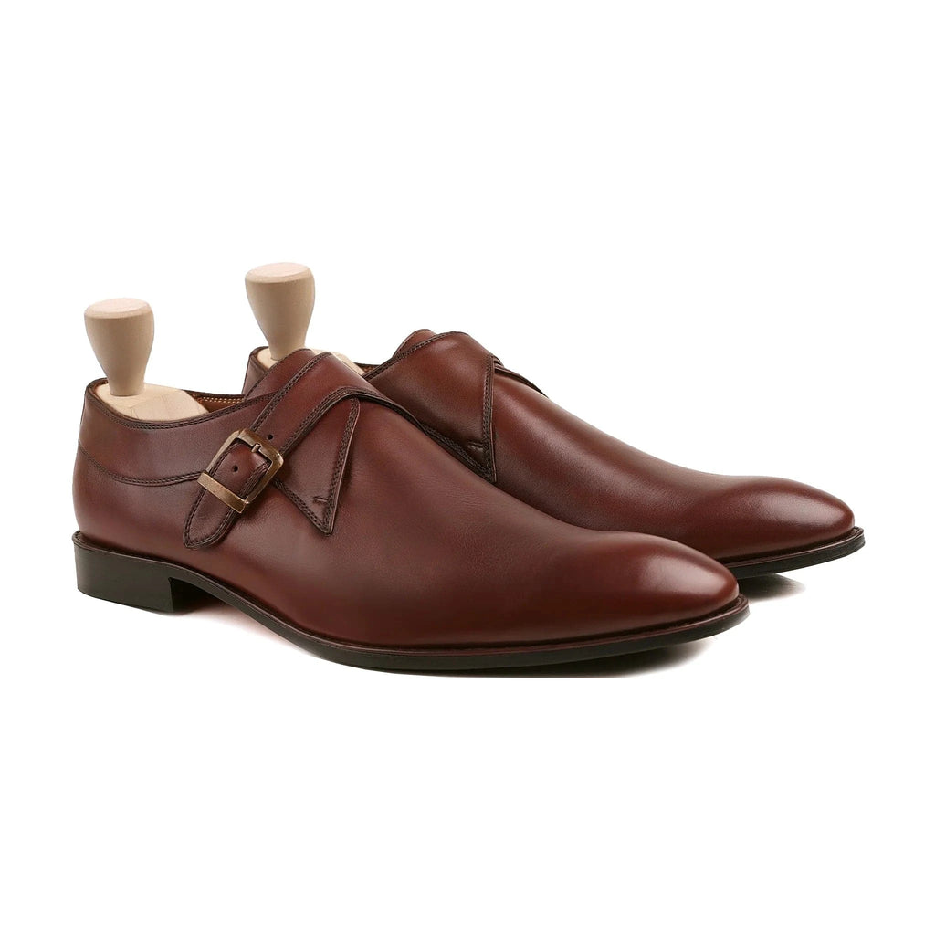 noirtide Men’s Bespoke Oxblood Calf Leather Monkstrap Shoes
