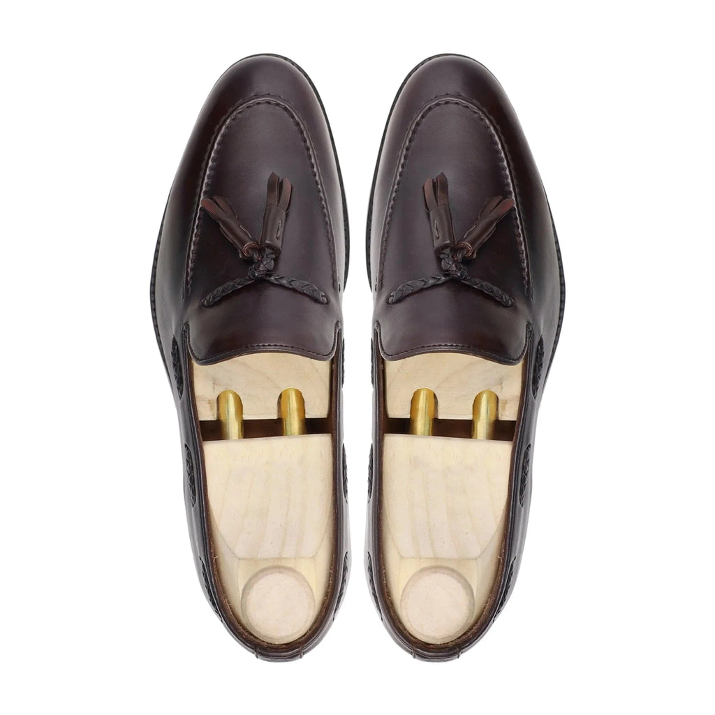 Noirtide Men's Dark Brown Calf Leather Tassel Loafer