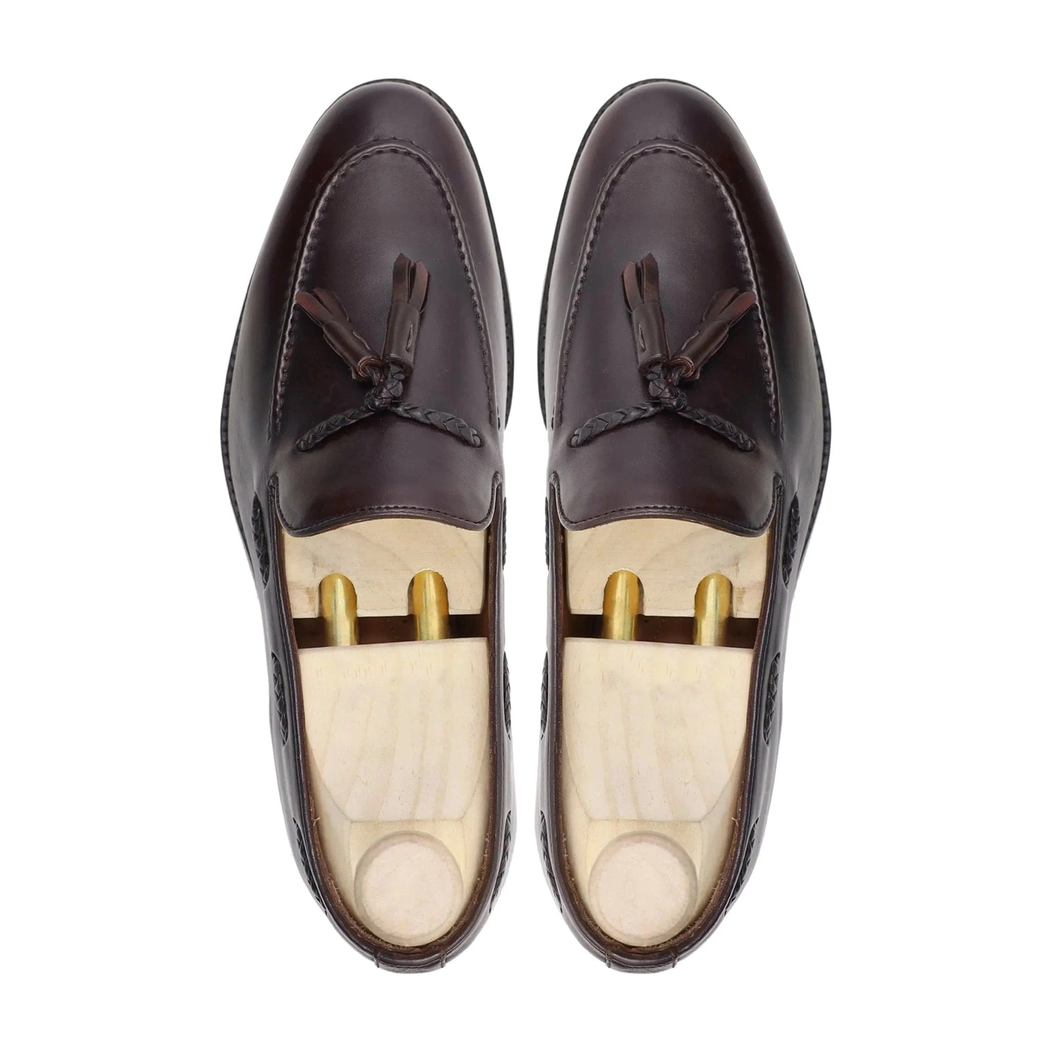 Noirtide Men's Dark Brown Calf Leather Tassel Loafer