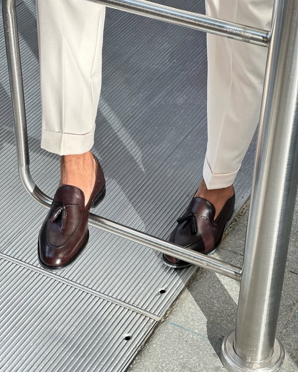 Noirtide Men's Dark Brown Calf Leather Tassel Loafer