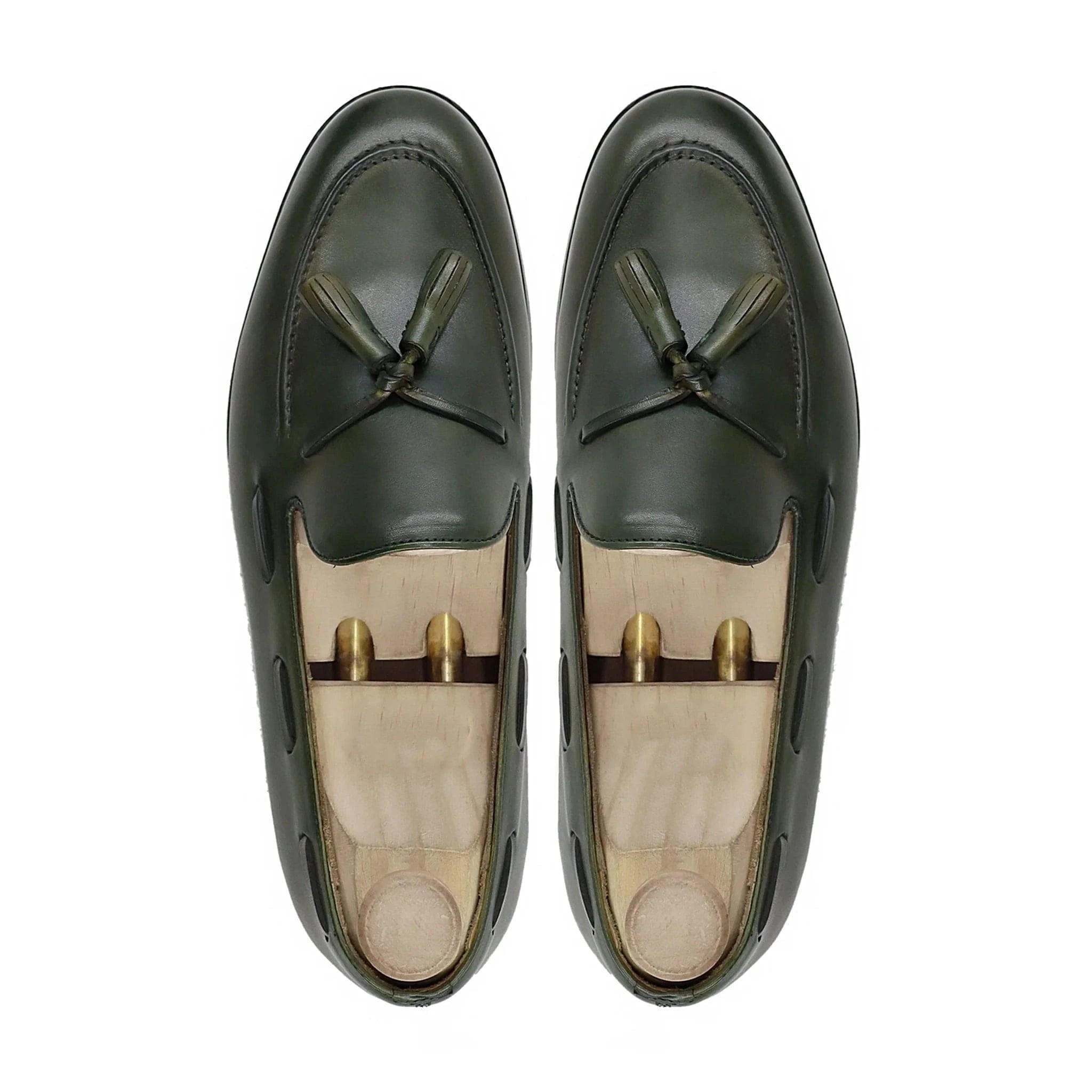 Noirtide Men’s Dark Green Calf Leather Tassel Loafer