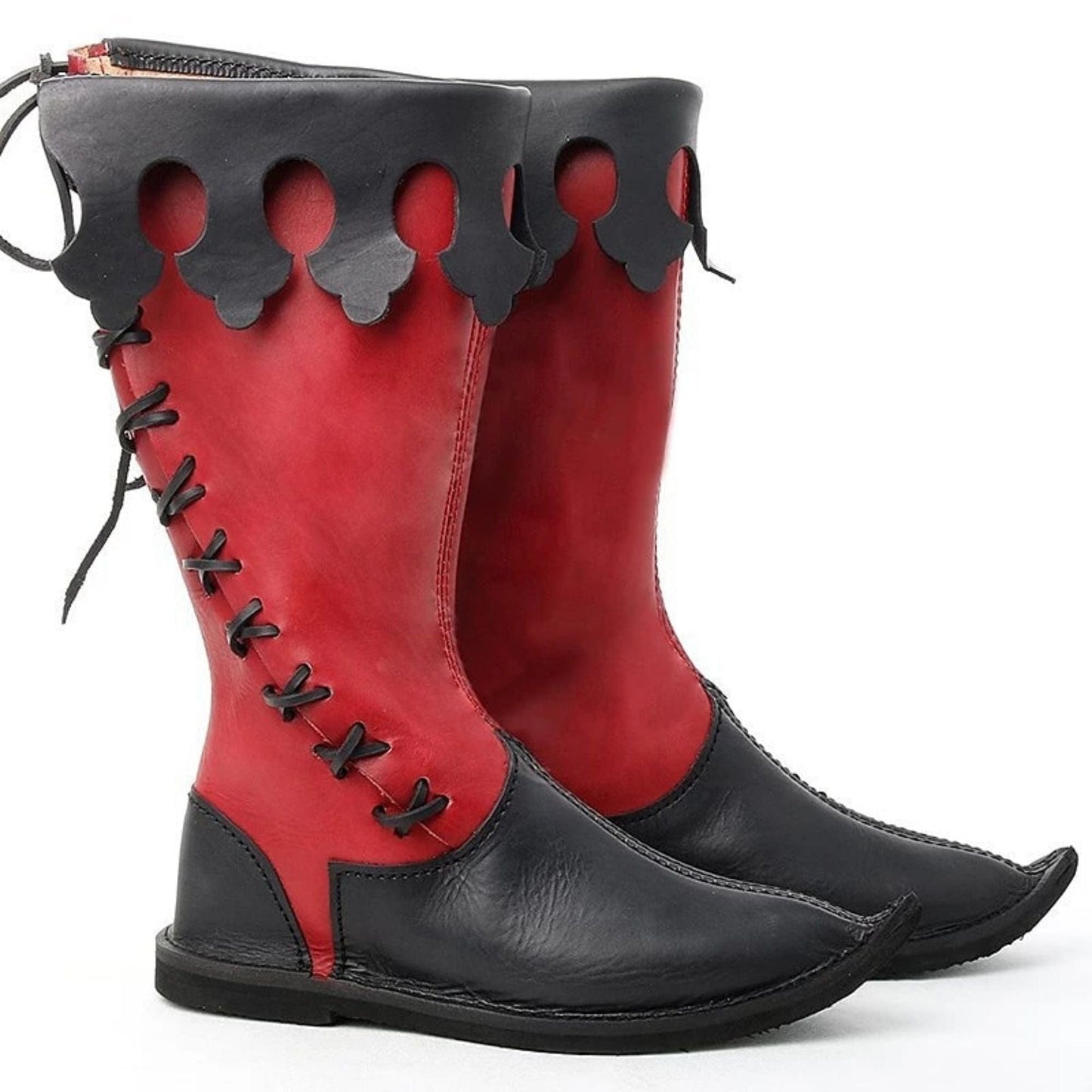 noirtide Men's Lace Up Viking custom Boots, Medieval High Boots, Pirate Captain Leather Boots