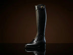 Men's polo riding boots in black leather with front zipper — handmade by NOIRTIDE
