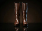 Front view of NOIRTIDE authentic mule ear western shooter boots