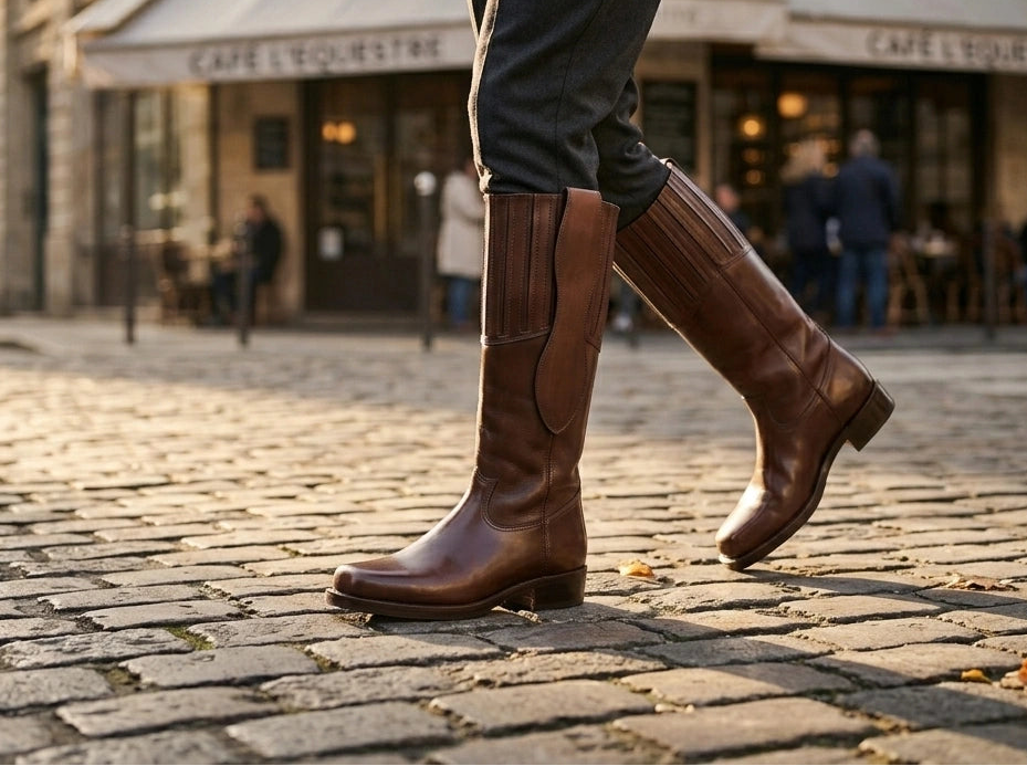 NOIRTIDE mule ear preacher shooter boots worn for western cosplay