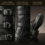 Pair of custom multi-buckle knee-high renaissance boots by NOIRTIDE