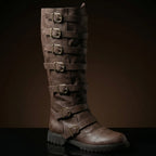 Multi-buckle knee-high renaissance leather boots — handmade by NOIRTIDE