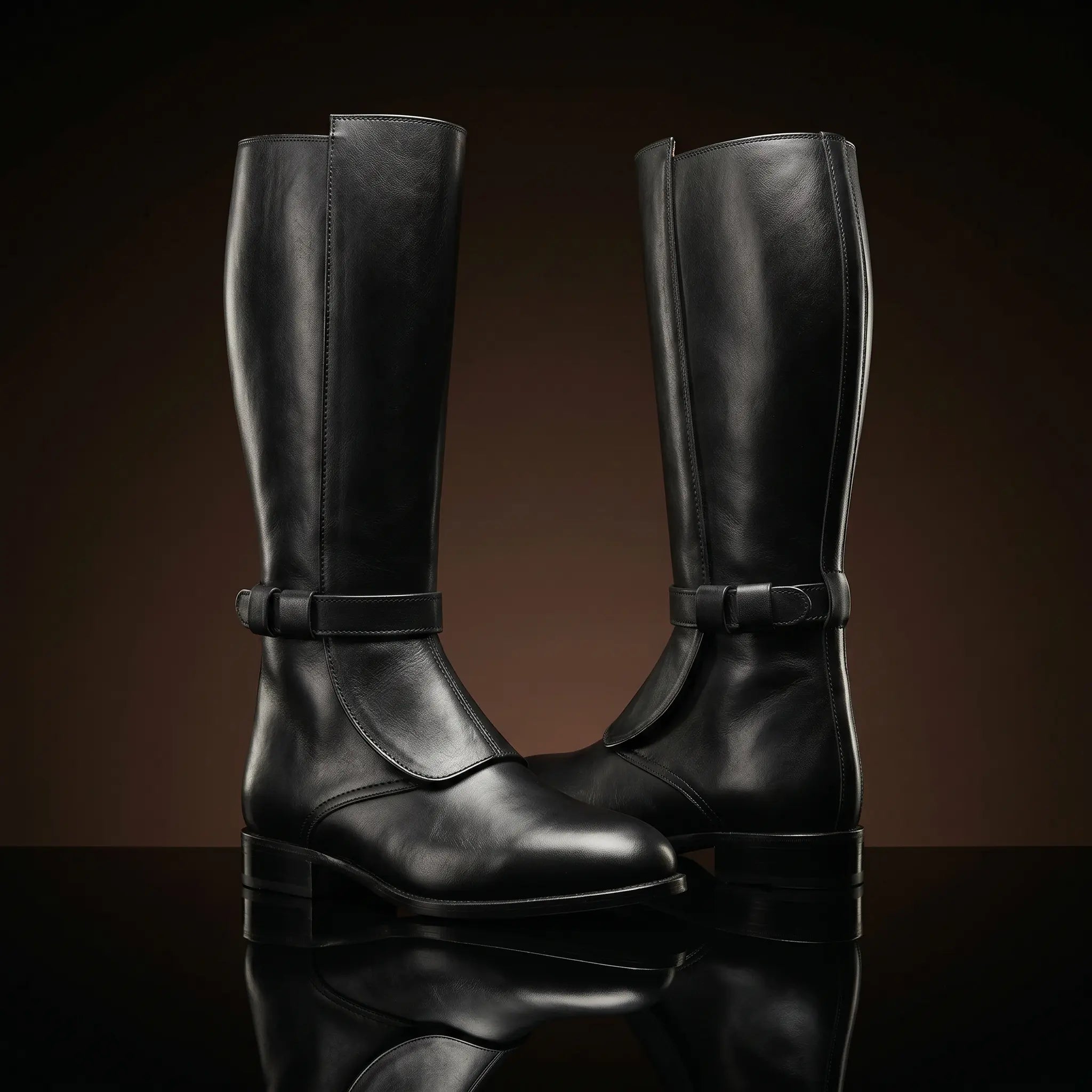 Front view of NOIRTIDE custom Obi-Wan Kenobi Jedi boots